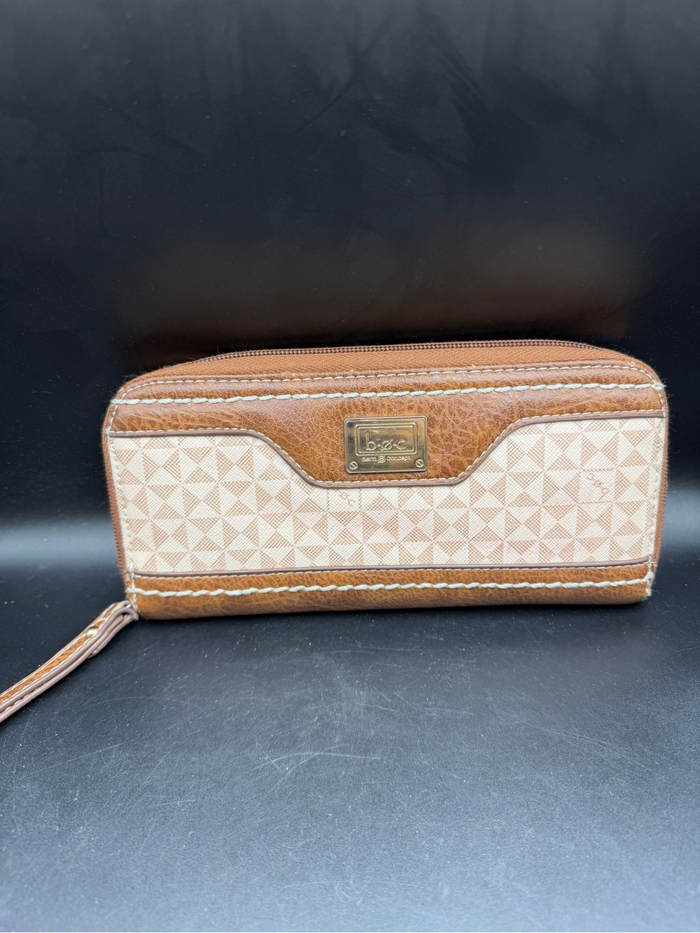 Boc born concepts Beige & Brown Zip-Around Women's Wallet with Wristlet